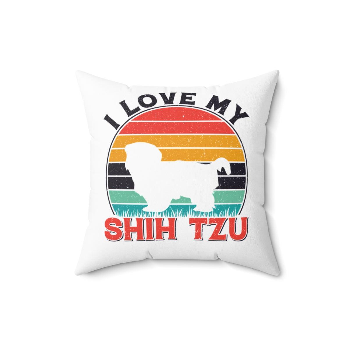 I Love My Shih Tzu With Rainbow Pillow - Shih Tzu Gifts