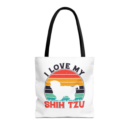 I Love My Shih Tzu With Rainbow Tote Bag