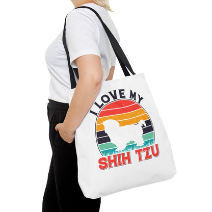 I Love My Shih Tzu With Rainbow Tote Bag