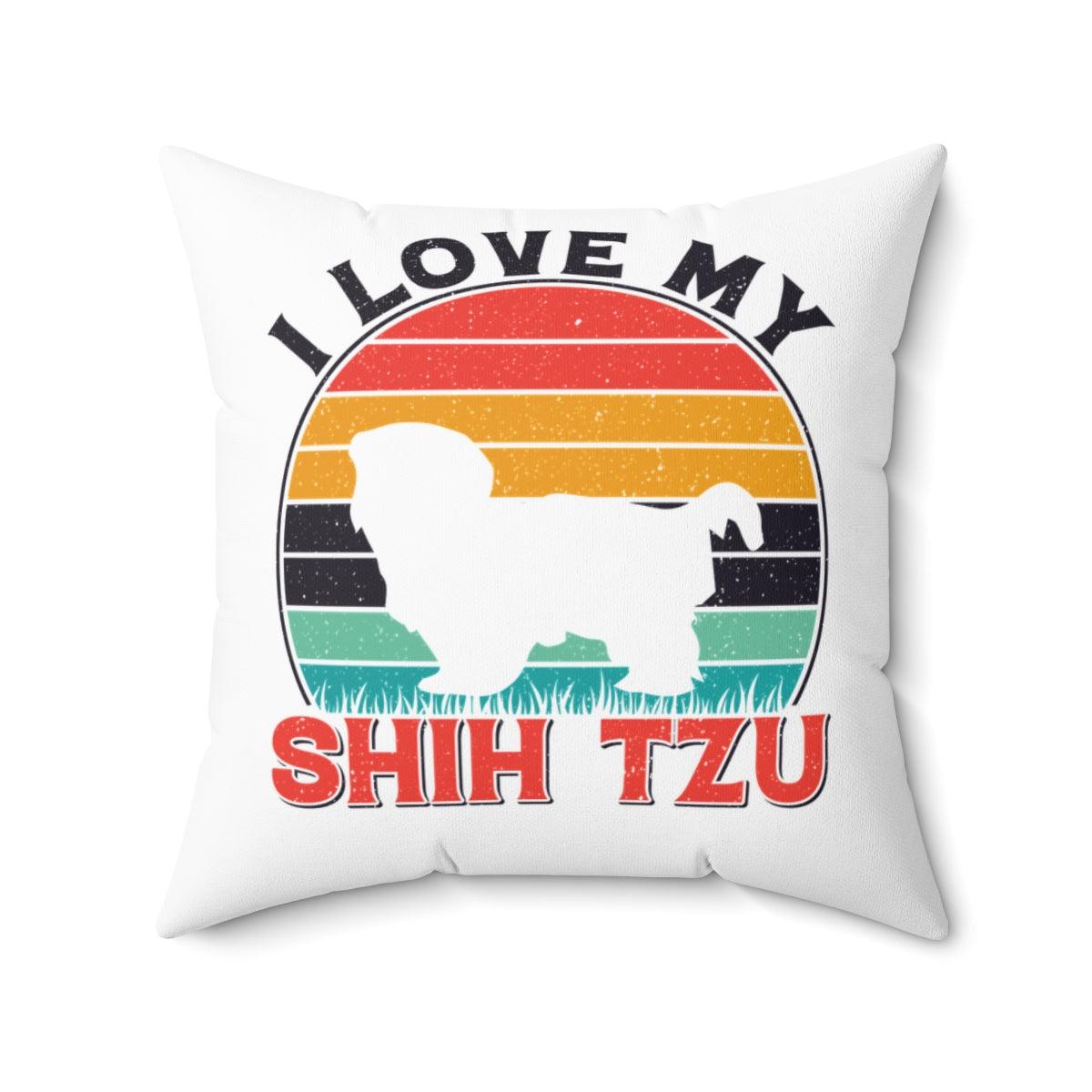 I Love My Shih Tzu With Rainbow Pillow - Shih Tzu Gifts