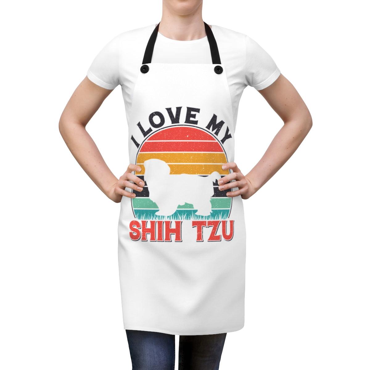 I Love My Shih Tzu With Rainbow Apron - Shih Tzu Gifts