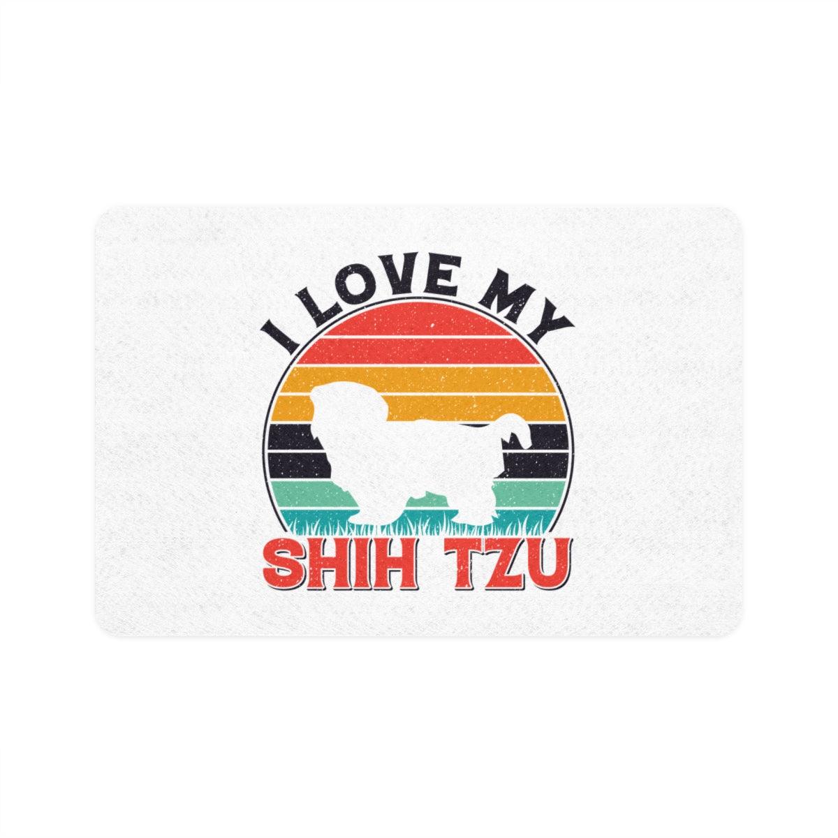 I Love My Shih Tzu With Rainbow Pet Food Mat - Shih Tzu Gifts