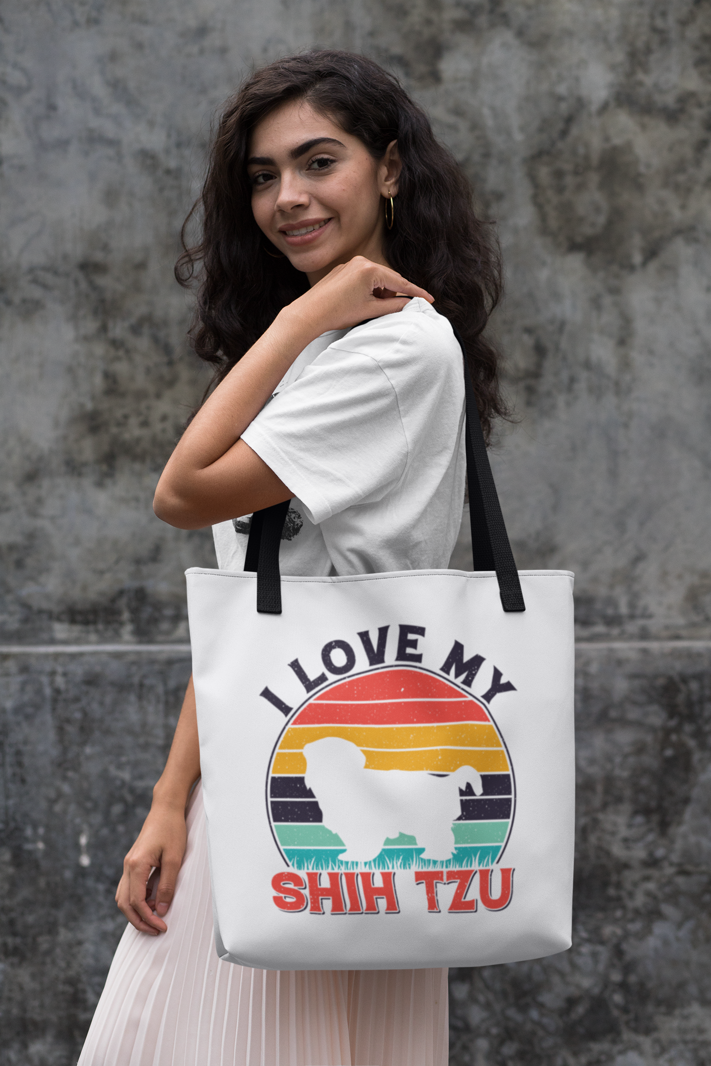 I Love My Shih Tzu With Rainbow Tote Bag