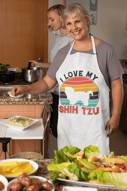 I Love My Shih Tzu With Rainbow Apron - Shih Tzu Gifts