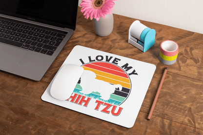 I Love My Shih Tzu With Rainbow Mouse Pad - Shih Tzu Gifts