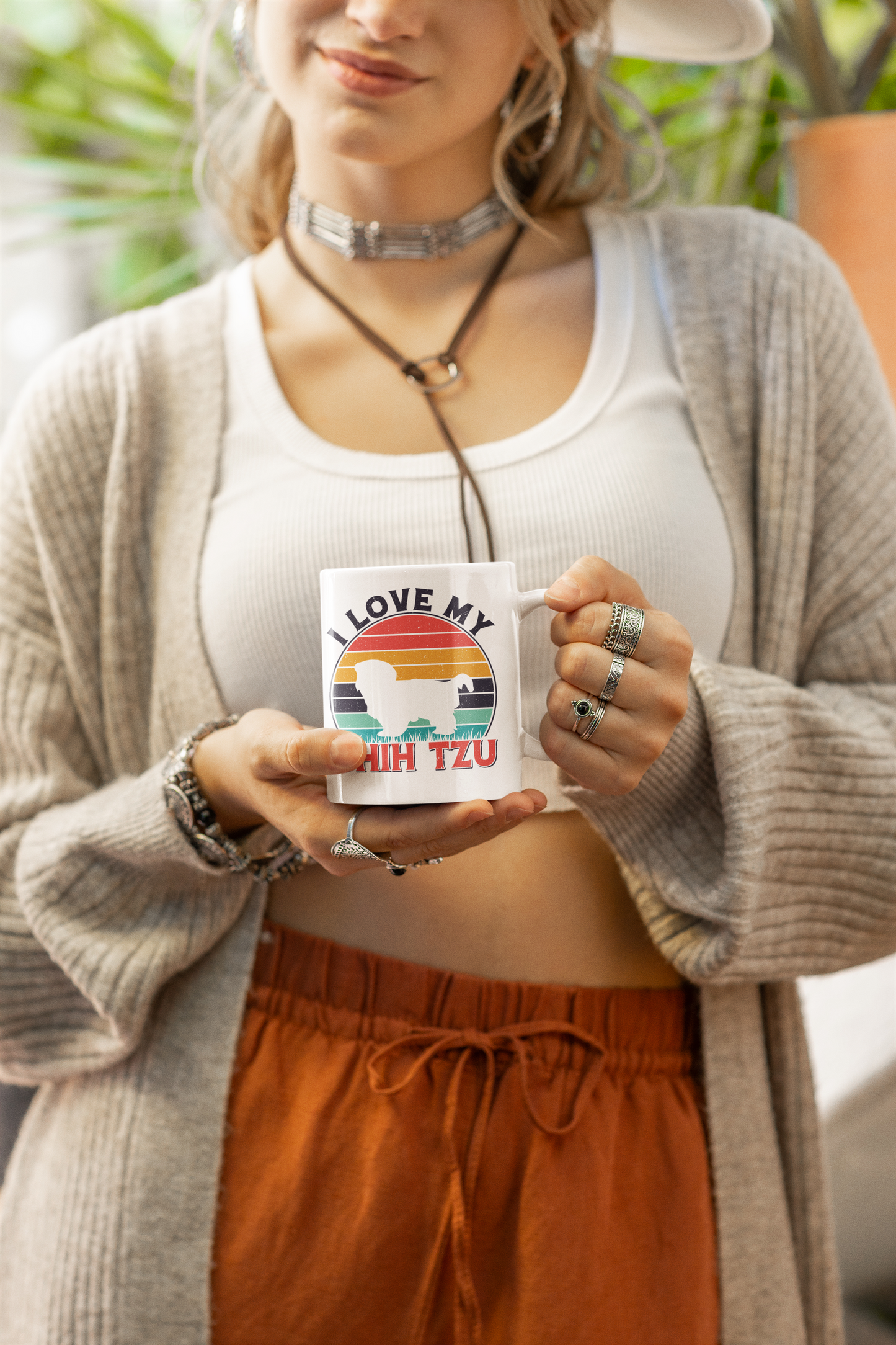 I Love My Shih Tzu With Rainbow Ceramic Mug