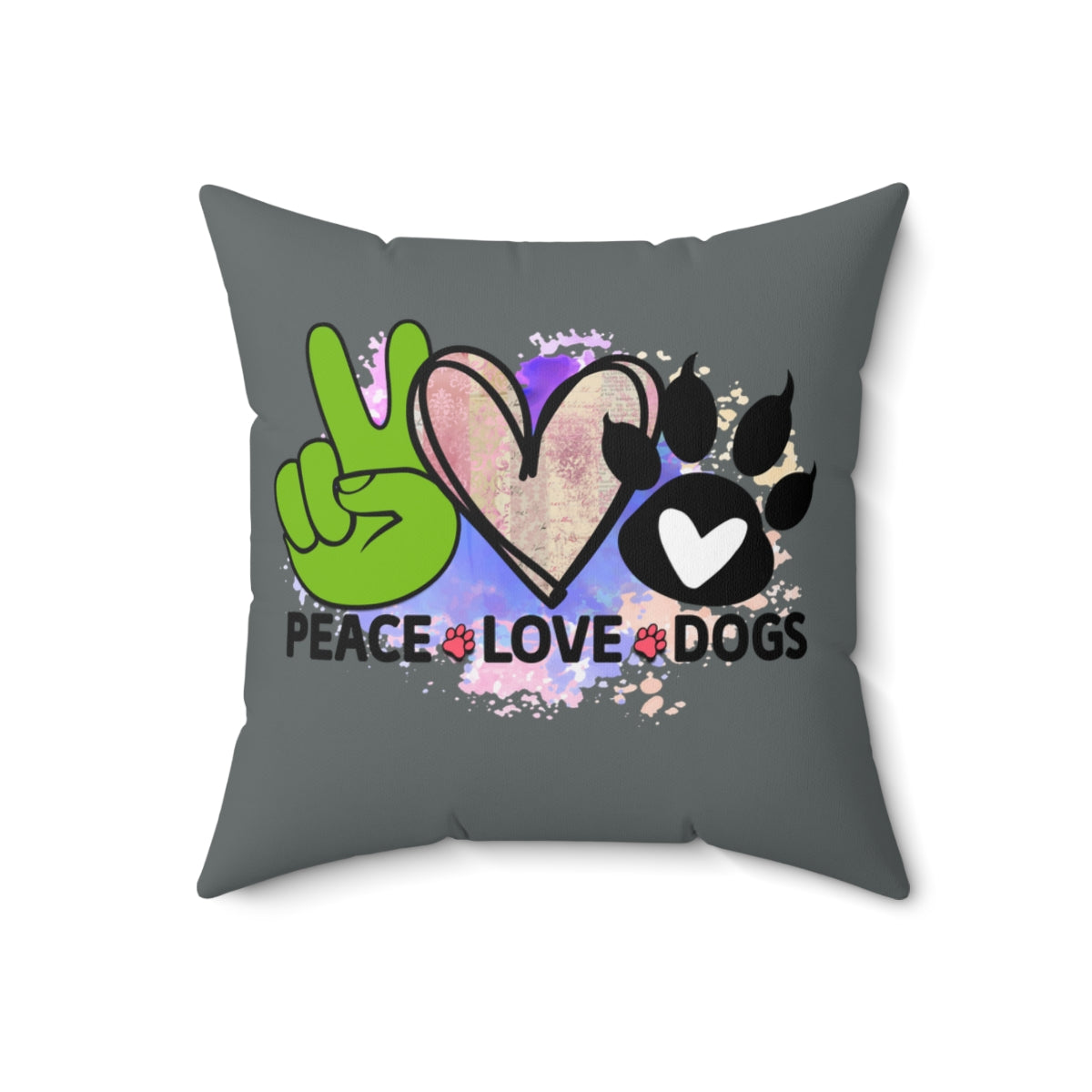 Peace Love Dogs Pillow – Cozy Gift for Dog Lovers & Pet Owners