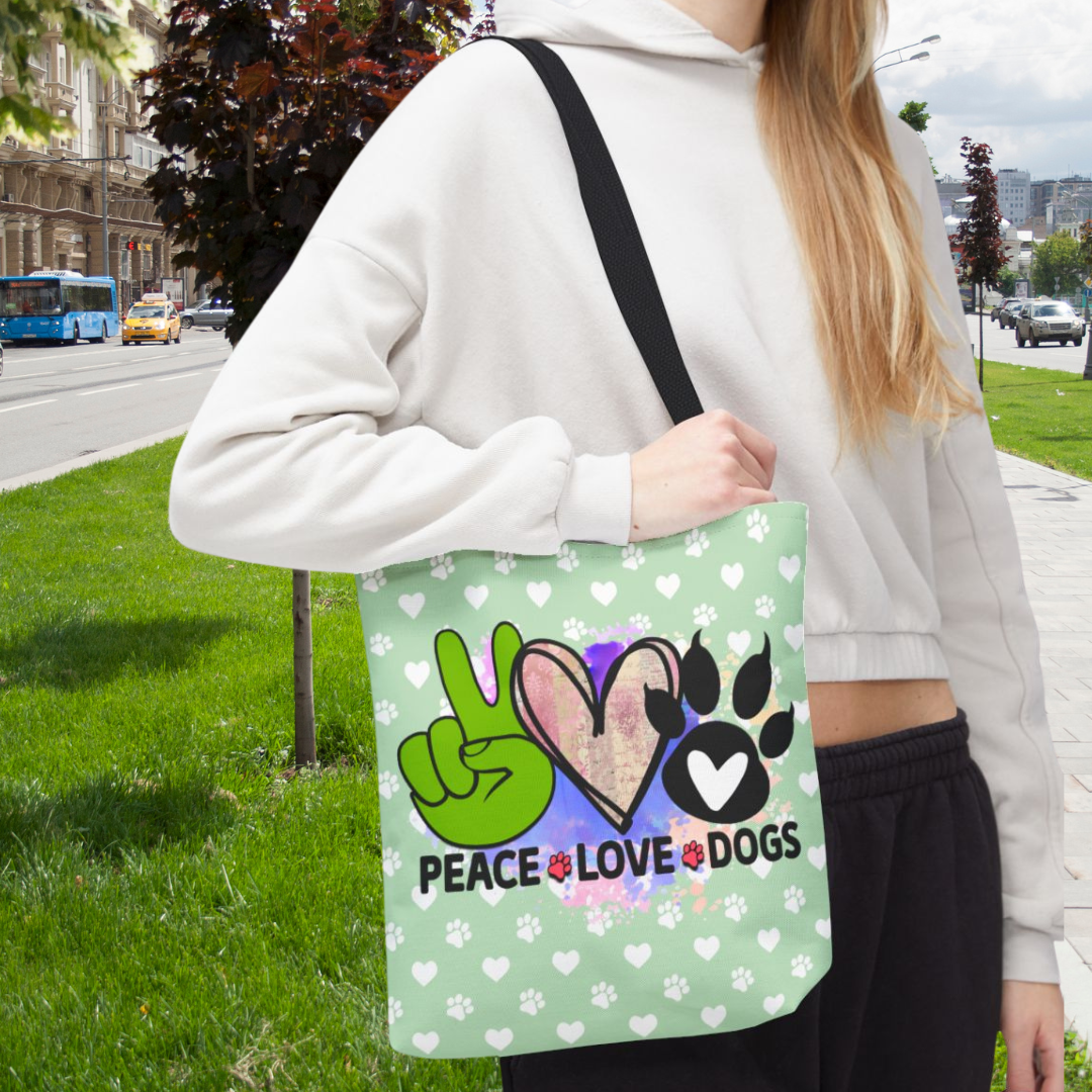 Peace Love Dogs Tote Bag – Stylish, Durable & Perfect for Dog Lovers