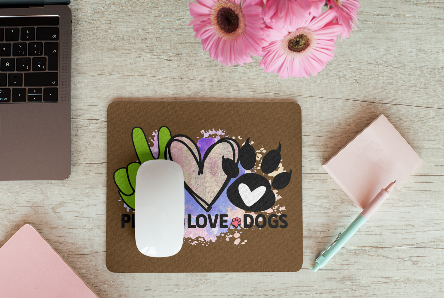 Peace Love Dogs Mouse Pad – Cute & Functional Gift for Dog Lovers