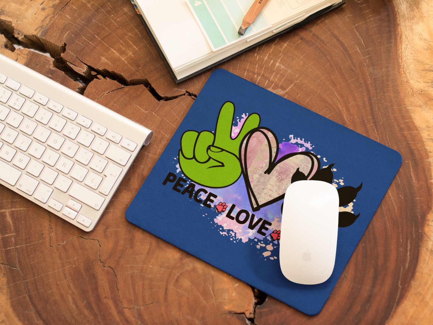 Peace Love Dogs Mouse Pad – Cute & Functional Gift for Dog Lovers