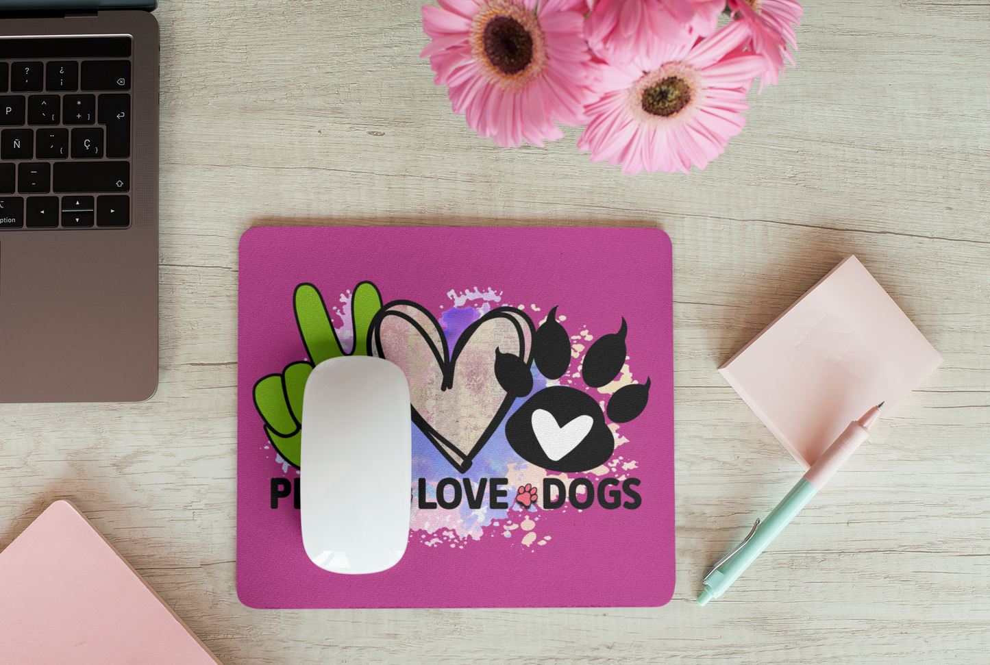 Peace Love Dogs Mouse Pad – Cute & Functional Gift for Dog Lovers