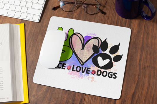 Peace Love Dogs Mouse Pad – Cute & Functional Gift for Dog Lovers