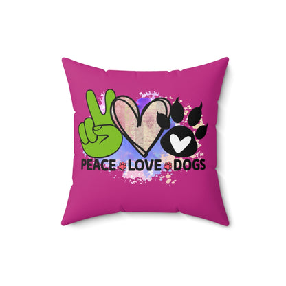 Peace Love Dogs Pillow – Cozy Gift for Dog Lovers & Pet Owners