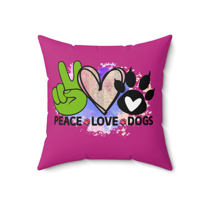 Peace Love Dogs Pillow – Cozy Gift for Dog Lovers & Pet Owners