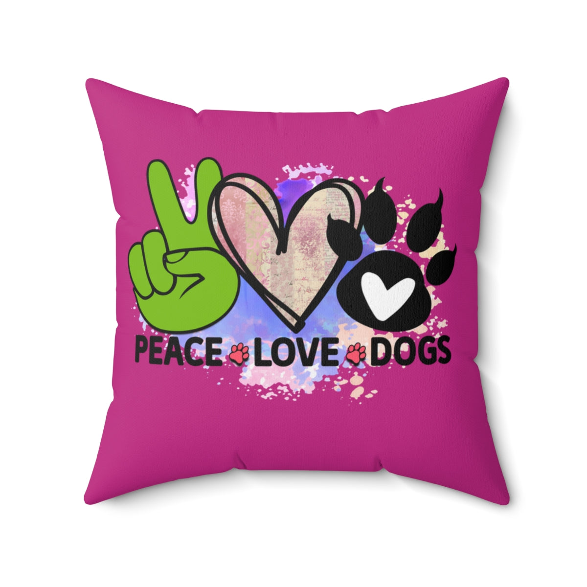 Peace Love Dogs Pillow – Cozy Gift for Dog Lovers & Pet Owners