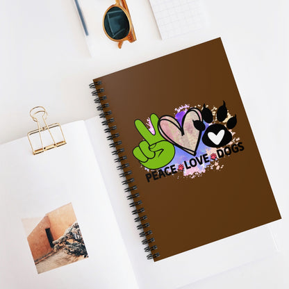 Peace Love Dogs Spiral Notebook – Perfect Gift for Dog Lovers