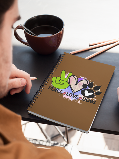 Peace Love Dogs Spiral Notebook – Perfect Gift for Dog Lovers