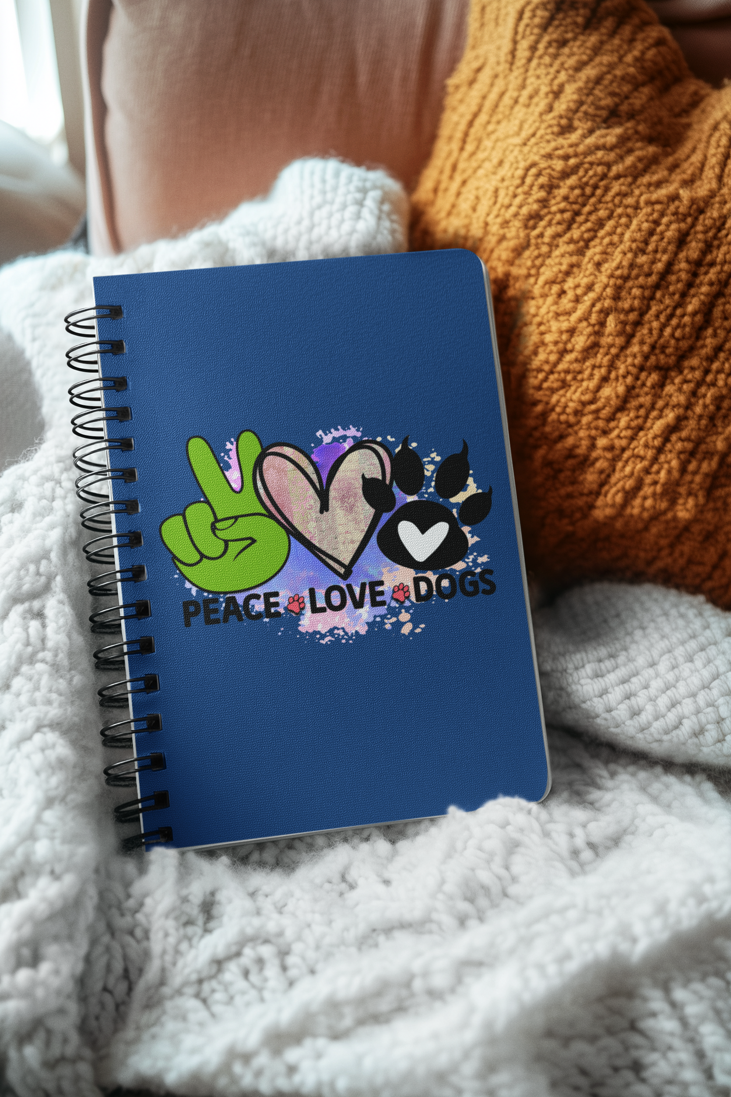 Peace Love Dogs Spiral Notebook – Perfect Gift for Dog Lovers