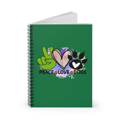 Peace Love Dogs Spiral Notebook – Perfect Gift for Dog Lovers