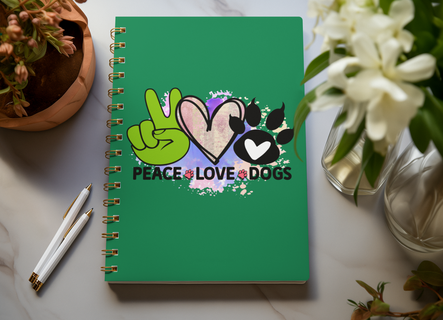 Peace Love Dogs Spiral Notebook – Perfect Gift for Dog Lovers