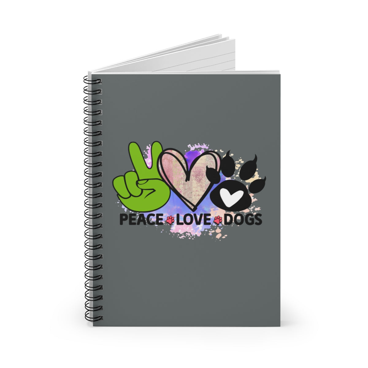 Peace Love Dogs Spiral Notebook – Perfect Gift for Dog Lovers