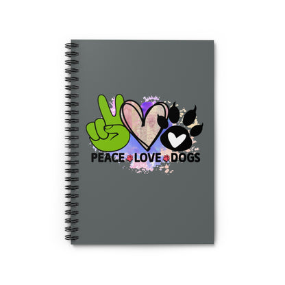 Peace Love Dogs Spiral Notebook – Perfect Gift for Dog Lovers