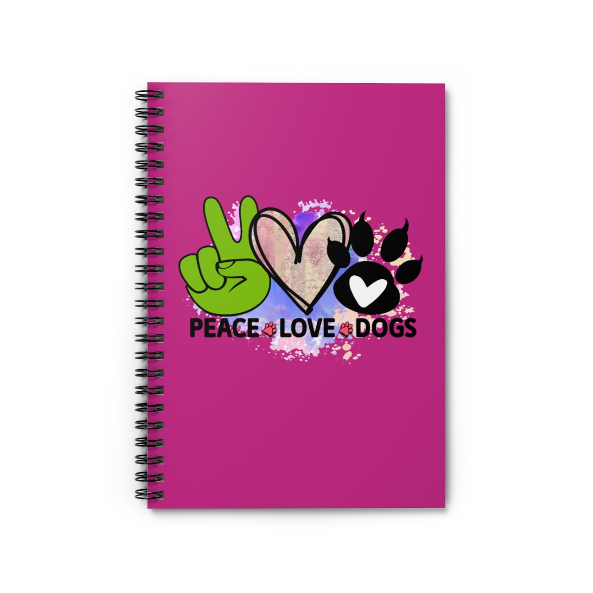 Peace Love Dogs Spiral Notebook – Perfect Gift for Dog Lovers