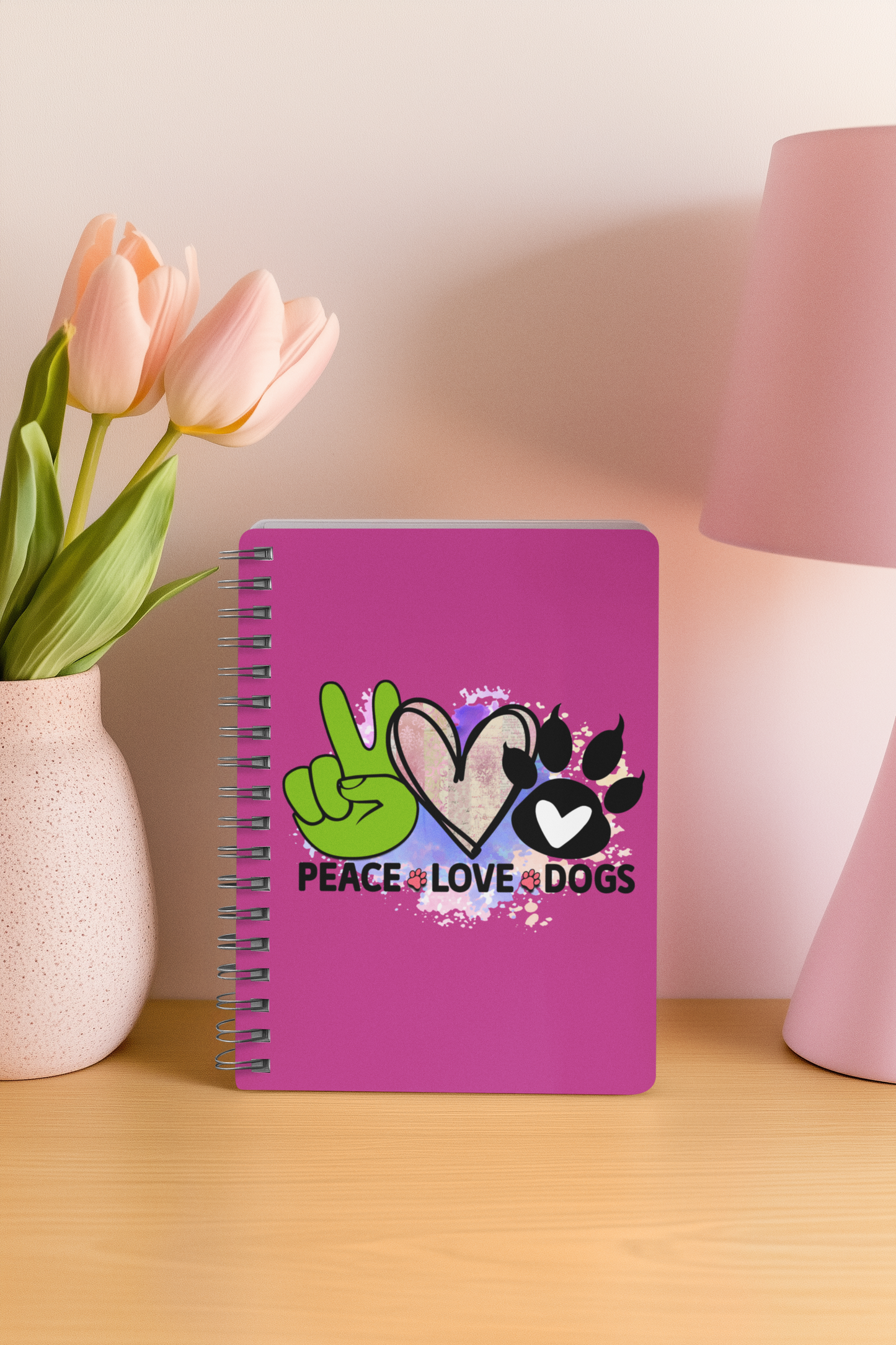 Peace Love Dogs Spiral Notebook – Perfect Gift for Dog Lovers