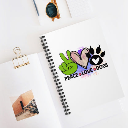 Peace Love Dogs Spiral Notebook – Perfect Gift for Dog Lovers