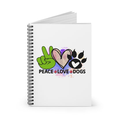 Peace Love Dogs Spiral Notebook – Perfect Gift for Dog Lovers