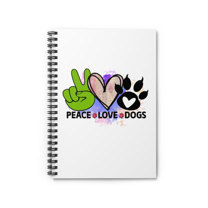 Peace Love Dogs Spiral Notebook – Perfect Gift for Dog Lovers