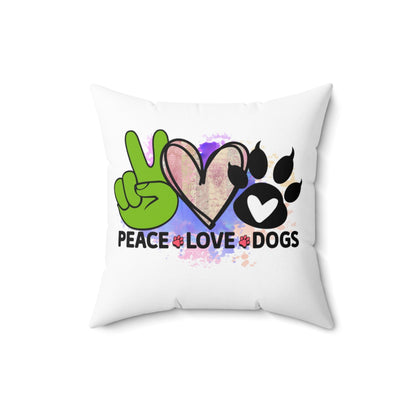 Peace Love Dogs Pillow – Cozy Gift for Dog Lovers & Pet Owners