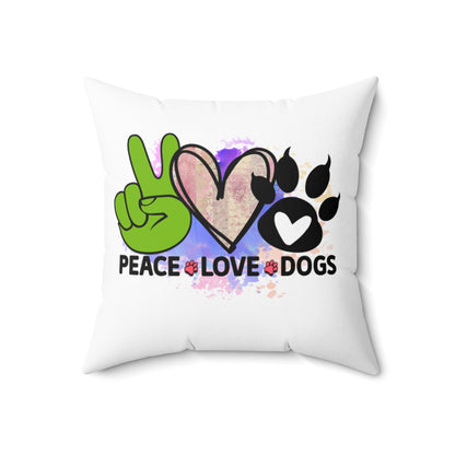 Peace Love Dogs Pillow – Cozy Gift for Dog Lovers & Pet Owners