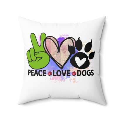 Peace Love Dogs Pillow – Cozy Gift for Dog Lovers & Pet Owners