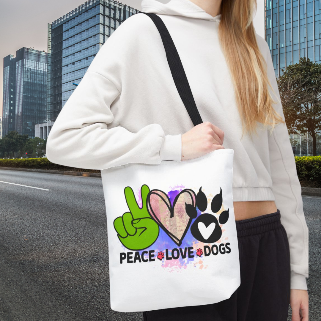 Peace Love Dogs Tote Bag – Stylish, Durable & Perfect for Dog Lovers