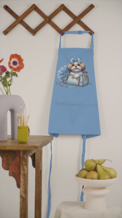 Blue Bow Shih Tzu Apron