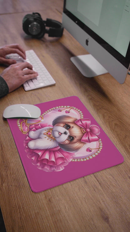 Pink Bow Shih Tzu Mouse Pad