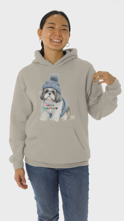 Merry Christmas Shih Tzu Hoodie - Festive Gift for Dog and Shih Tzu Lovers