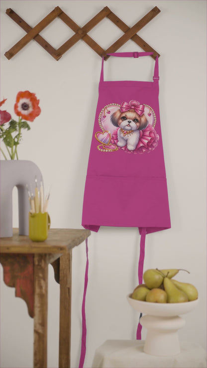 Pink Bow Shih Tzu Apron