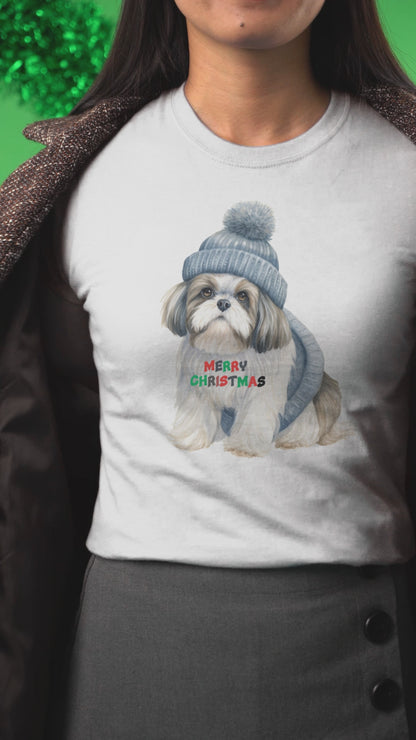 Merry Christmas Shih Tzu T-Shirt – Festive Gift for Dog Lovers & Moms