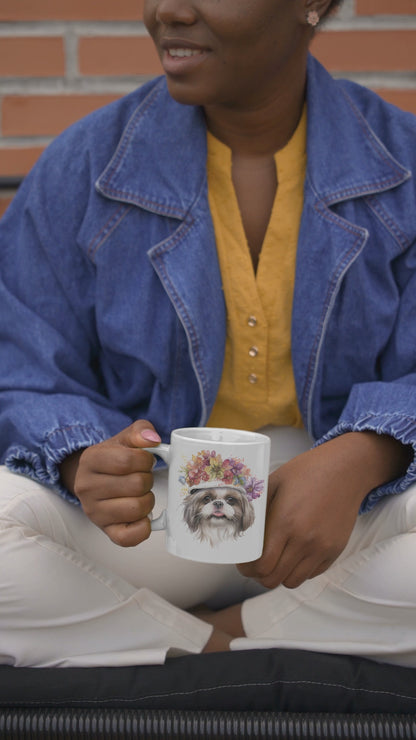 Shih Tzu With Flower Hat Ceramic Mug