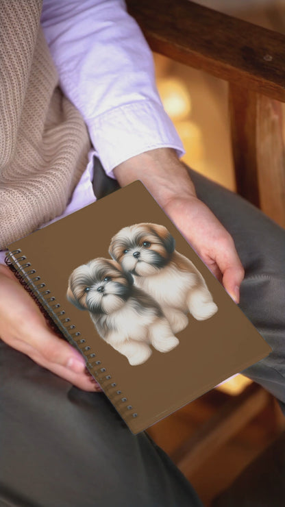 Two Babies Shih Tzu Ruled Line Spiral Notebook