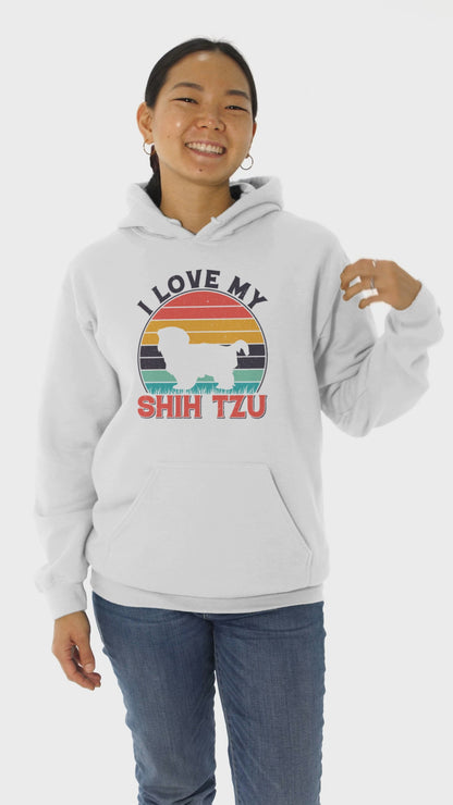 I Love My Shih Tzu With Rainbow Hooded Sweatshirt