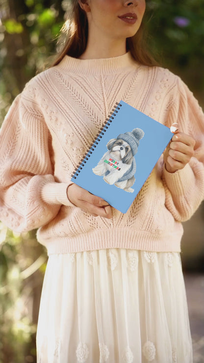 Merry Christmas Shih Tzu Spiral Notebook – Festive Gift for Dog Lovers