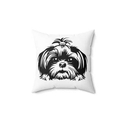 Shih-Tzu-Black-and-White-white-pillow - Shih Tzu Gifts