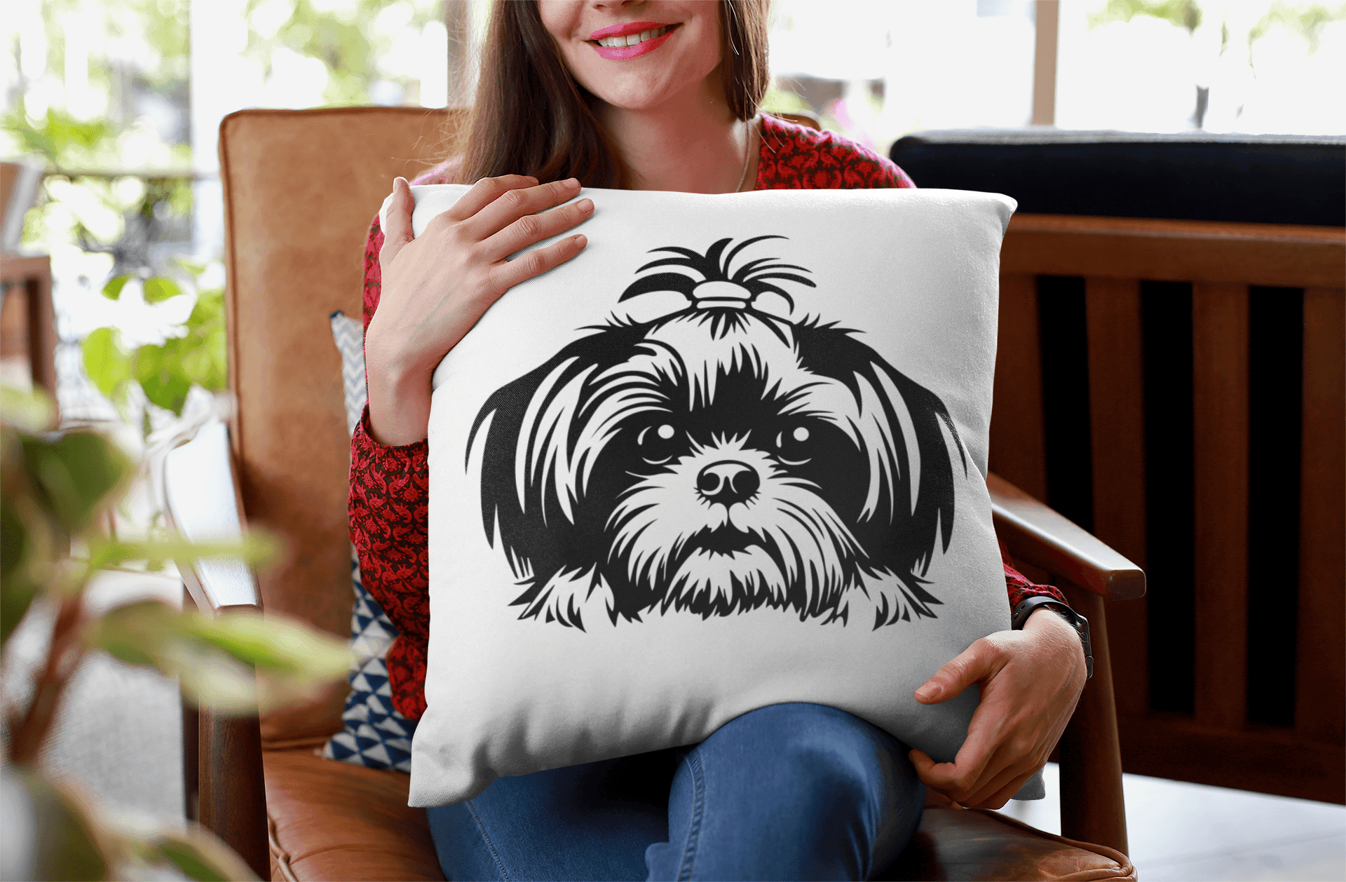 Shih-Tzu-Black-and-White-white-pillow - Shih Tzu Gifts