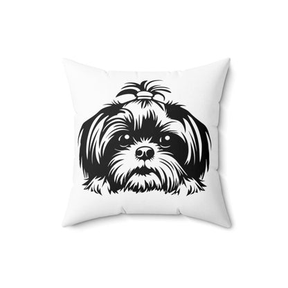 Shih-Tzu-Black-and-White-white-pillow - Shih Tzu Gifts