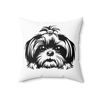 Shih-Tzu-Black-and-White-white-pillow - Shih Tzu Gifts