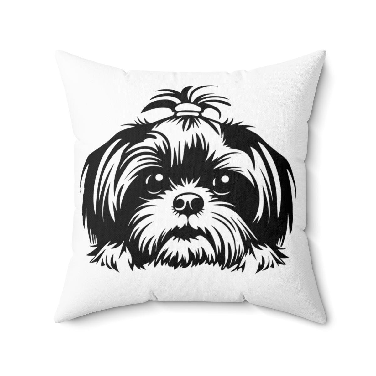 Shih-Tzu-Black-and-White-white-pillow - Shih Tzu Gifts