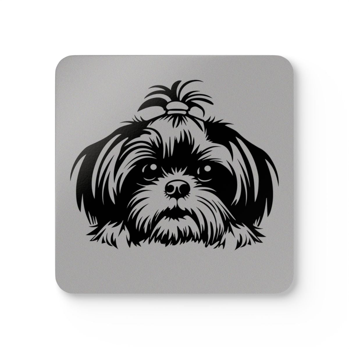 Shih-Tzu-Black-and-White-white- Corkwood Coaster Set - Shih Tzu Gifts